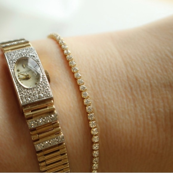 Gold filled cubic zirconia pave bracelet - Picture 2 of 3